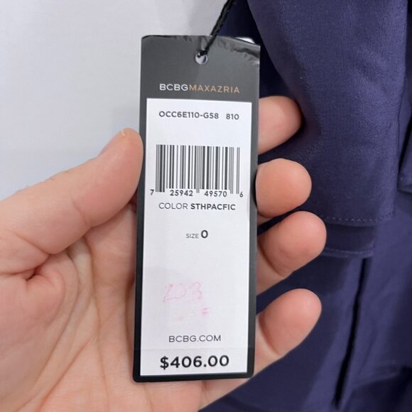 BCBG silk bleu cocktail dress new with tag size 0 - Picture 2 of 7